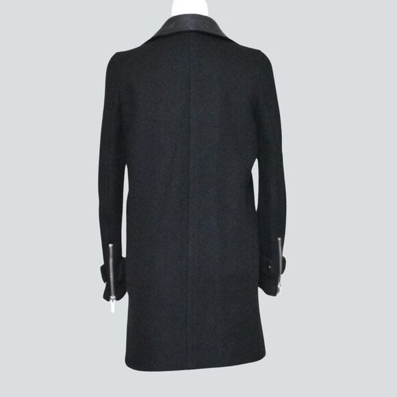 ZARA Wool-Blend with a Lambskin Leather Asymmetric Moto/Biker Coat Size S - Picture 3 of 8